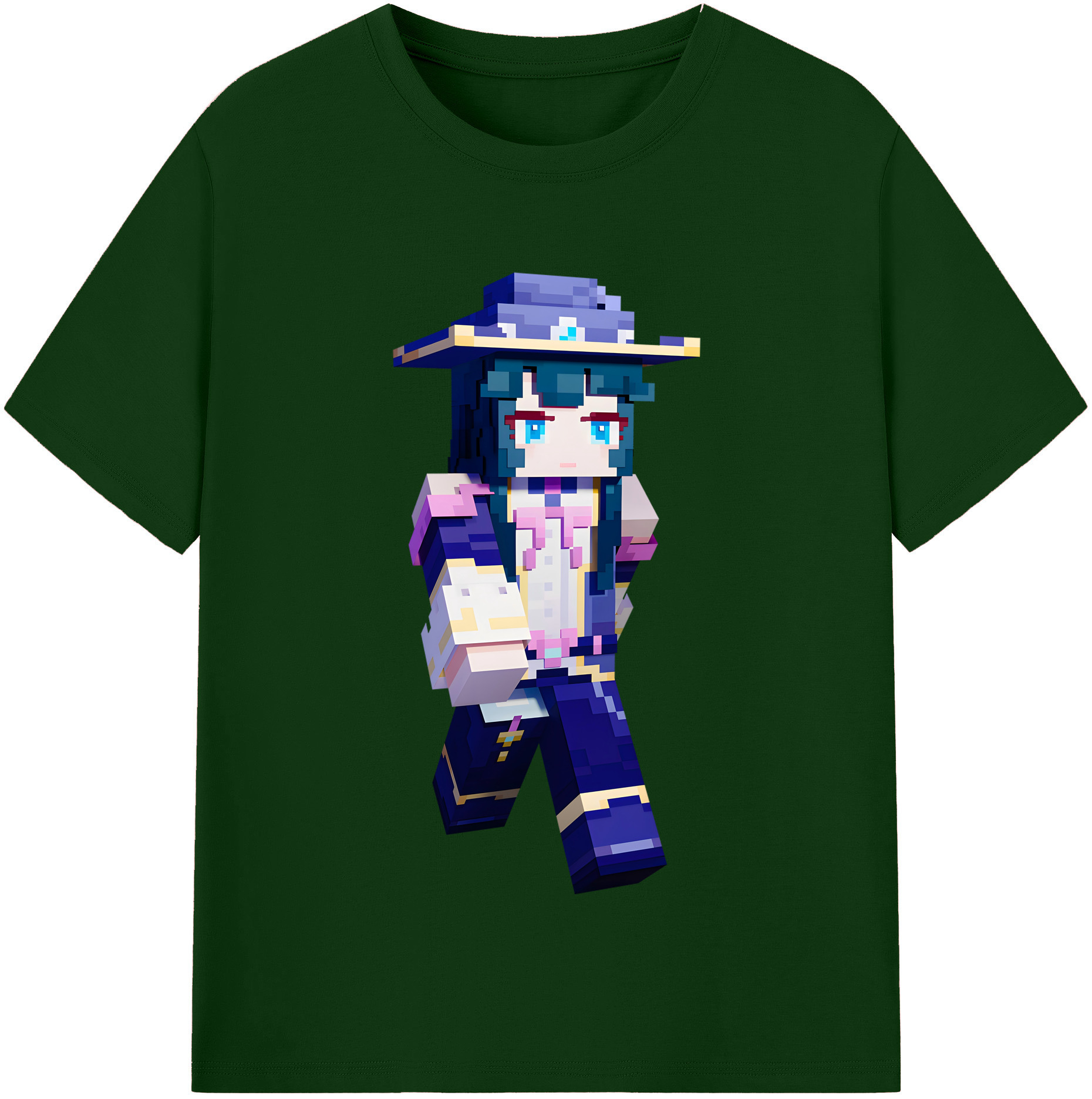 （画像用） マインクラフト ブロックの世界 Minecraft MC Block world 綿100％半袖Tシャツ（フロントプリント）